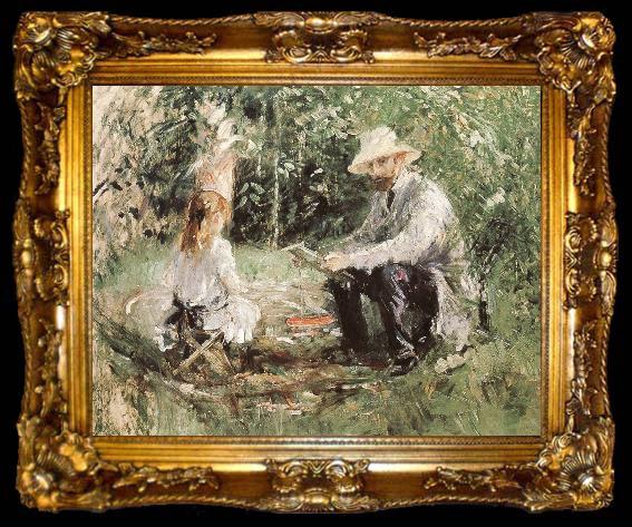 framed  Berthe Morisot Manet and his daughter, ta009-2